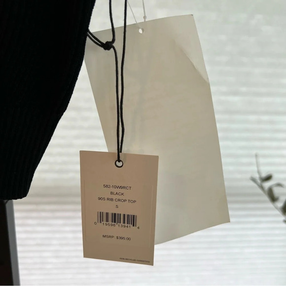 Re/Done 90s Rib Crop Top Black Small NWT Classic Contemporary Minimalist Neutral - Picture 5 of 5